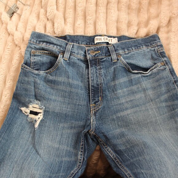 True Craft Men's Distressed Straight Jeans Sz 34x32 - Picture 5 of 9